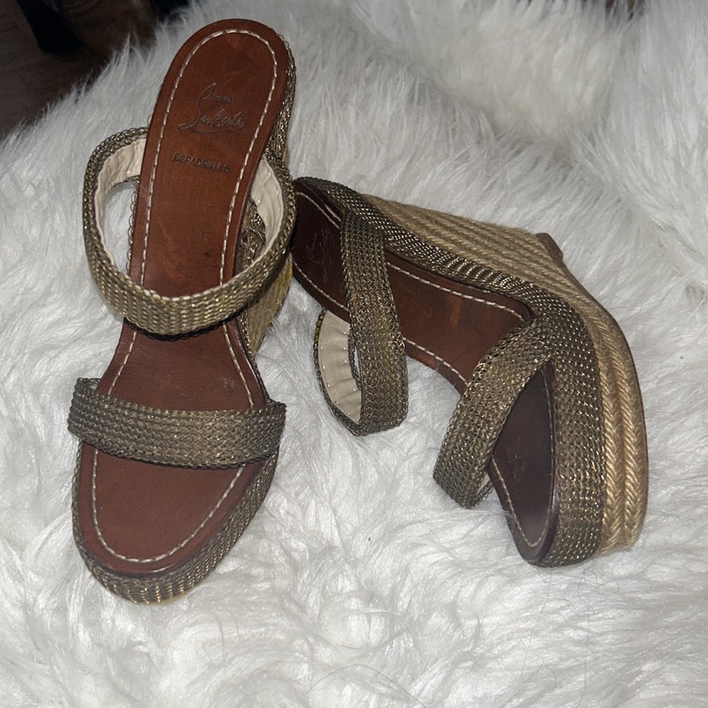 LOUIS VUITTON CADENA WEDGE ESPADRILLES SANDALS - Picture 9 of 15